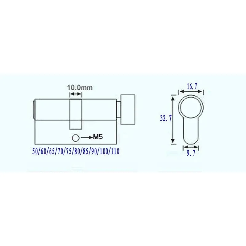 Door cylinder 55 60 65 70 75 80 85 90mm Security Copper Lock Cylinder  Interior Bedroom Living Handle Brass Key Locking 5 Keys