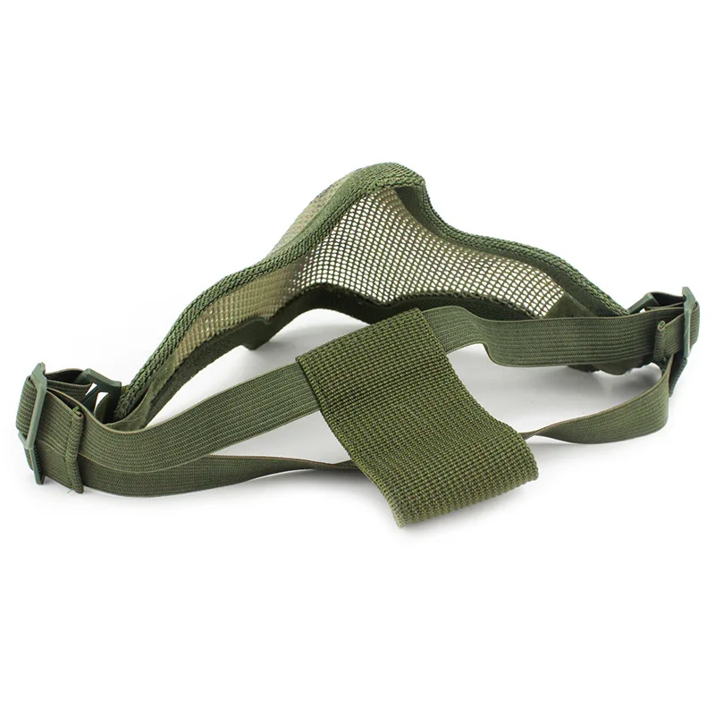 Masque tactique demi-visage avec Double ceinture pour l'entraînement sur le terrain CS, camouflage, fil d'acier, accessoires de tournage