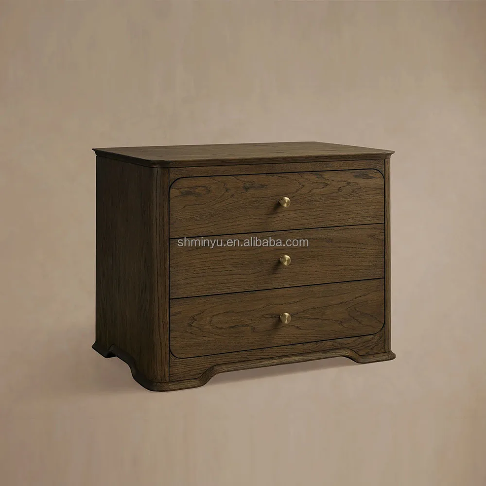 MYHOME 2026 American Solid Oak Wood Modern Convertible Nightstand Bedroom Bedside Table Cabinet 3-Draw Apartment-Friendly Home