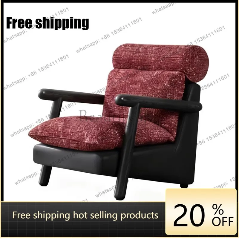 PG retro French positive red colorful granular fabric casual sofa chair medieval homestay living room bedroom single sofa chair