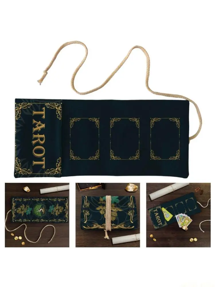 U2JB Multipurpose Rolls Up Card Bag Foldable Divinations Tarots Bag Board Game Card Packaging Storage Pouches Card Sleeve