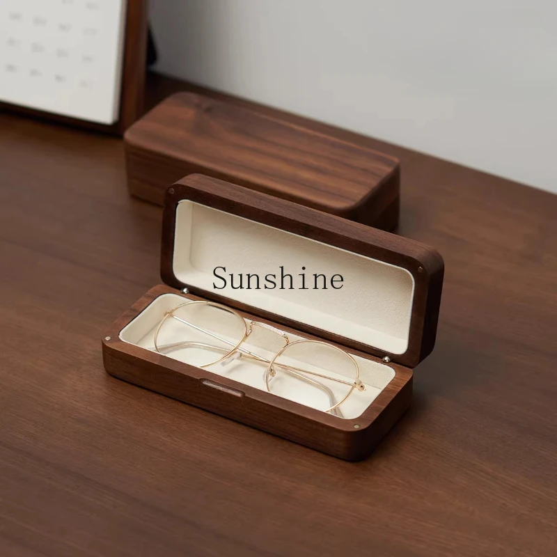 

Black walnut creative birthday gift retro solid wood glasses storage box portable