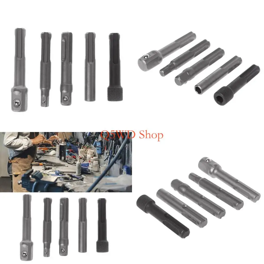 

Q5WD 5Pcs 1/4 Socket Driver Hammer Drill Bit Chuck Adaptor Bar Set