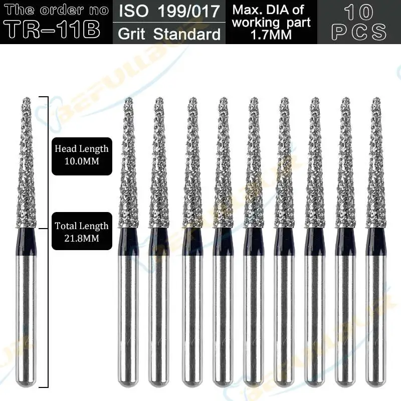 

Dental Bur Diamond Burs Taper Round End TR Type Extra Fine Standard Dentistry Strawberries Drill FG High Speed Bur 1.6mm 10Pcs