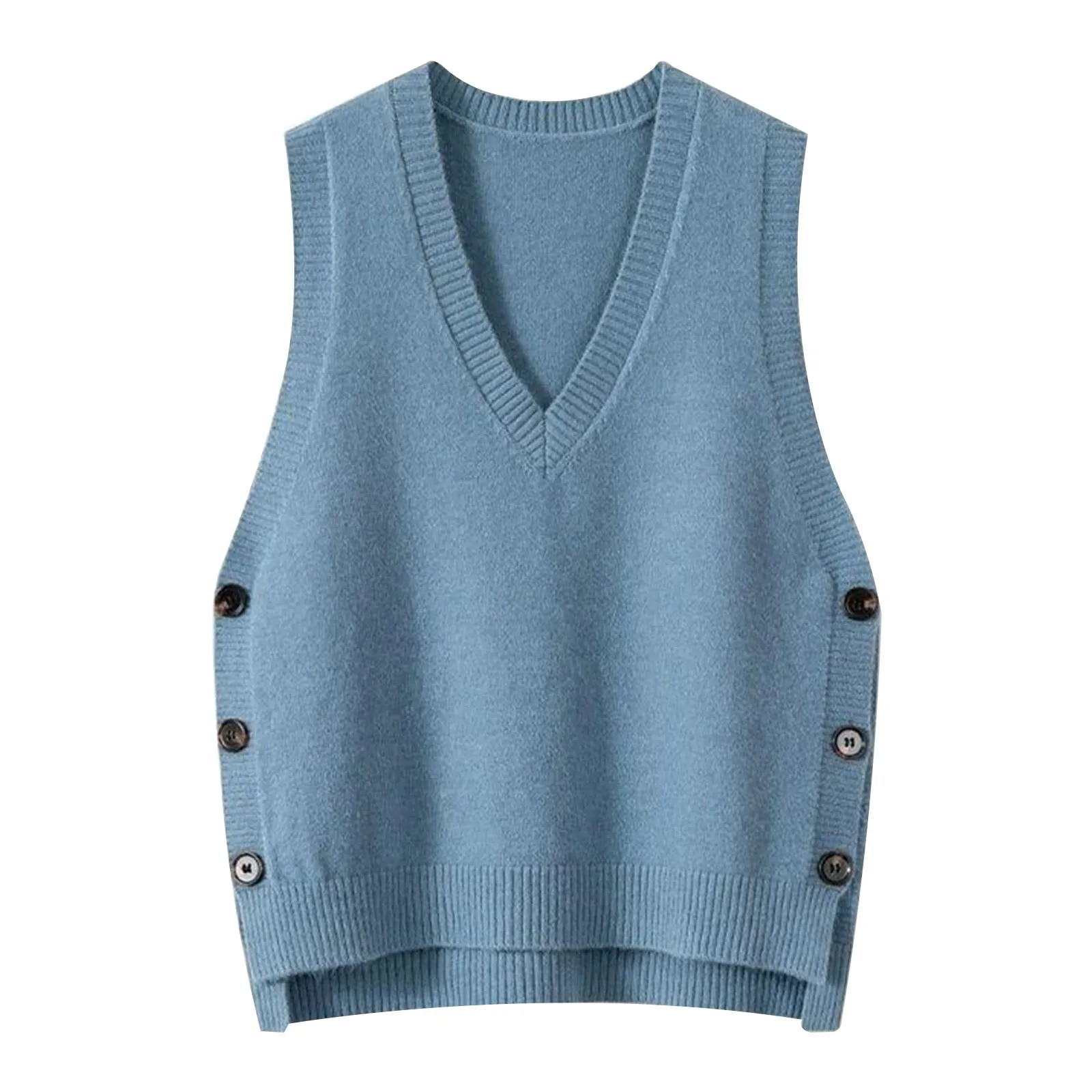 Chaleco de punto con cuello en V para mujer, suéter salvaje suelto coreano, Tops sin mangas, otoño e invierno, nuevo