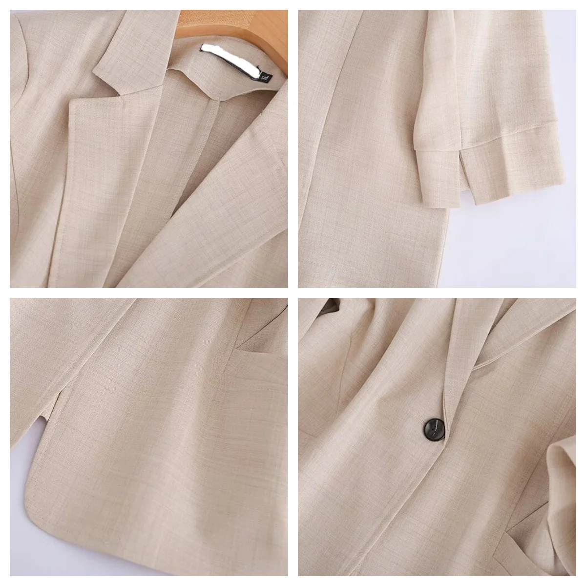 Summer Thin 3/4 Sleeve Suit Jacket Women New Plus Size Loose Casual One Button Blazer