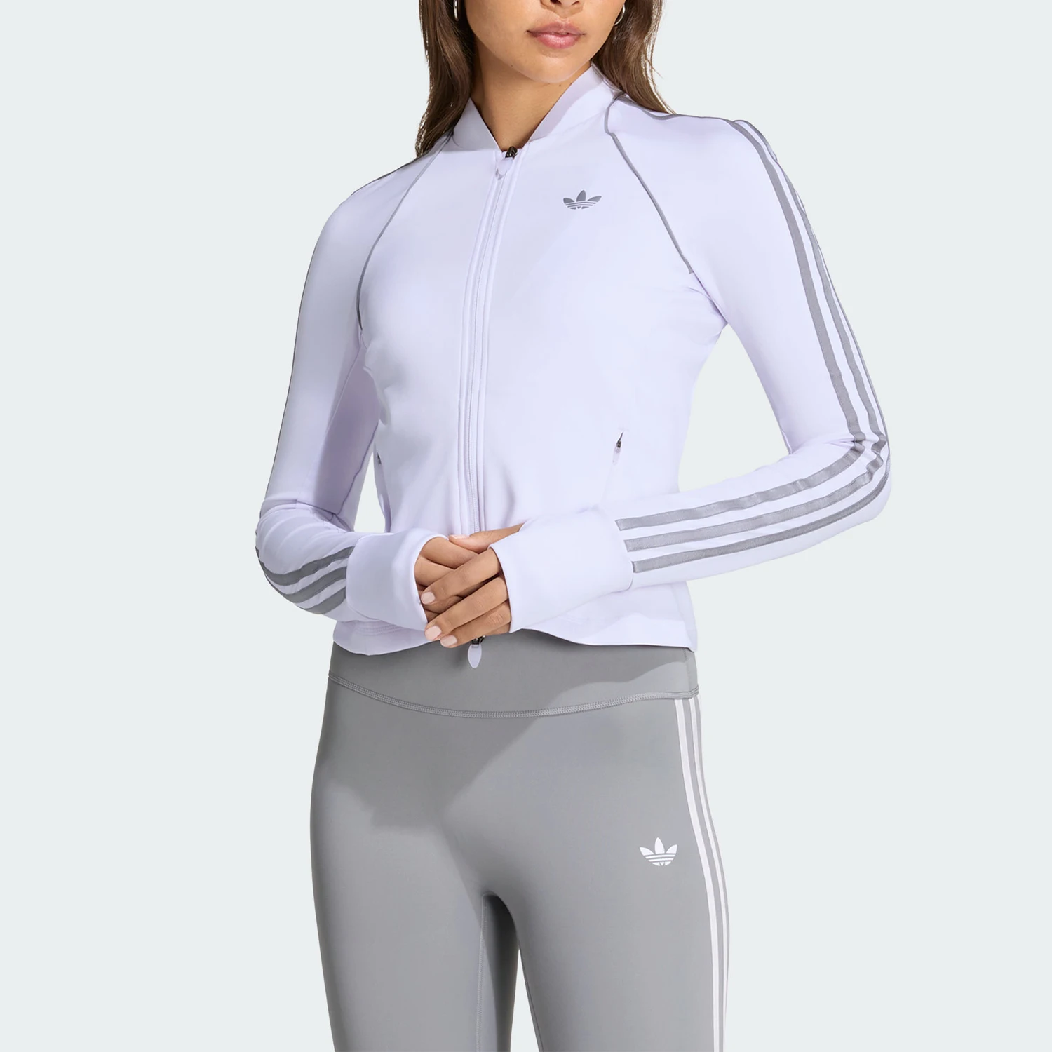 Adidas genuine clover women's comfortable long sleeved soft zipper jacket KW5806