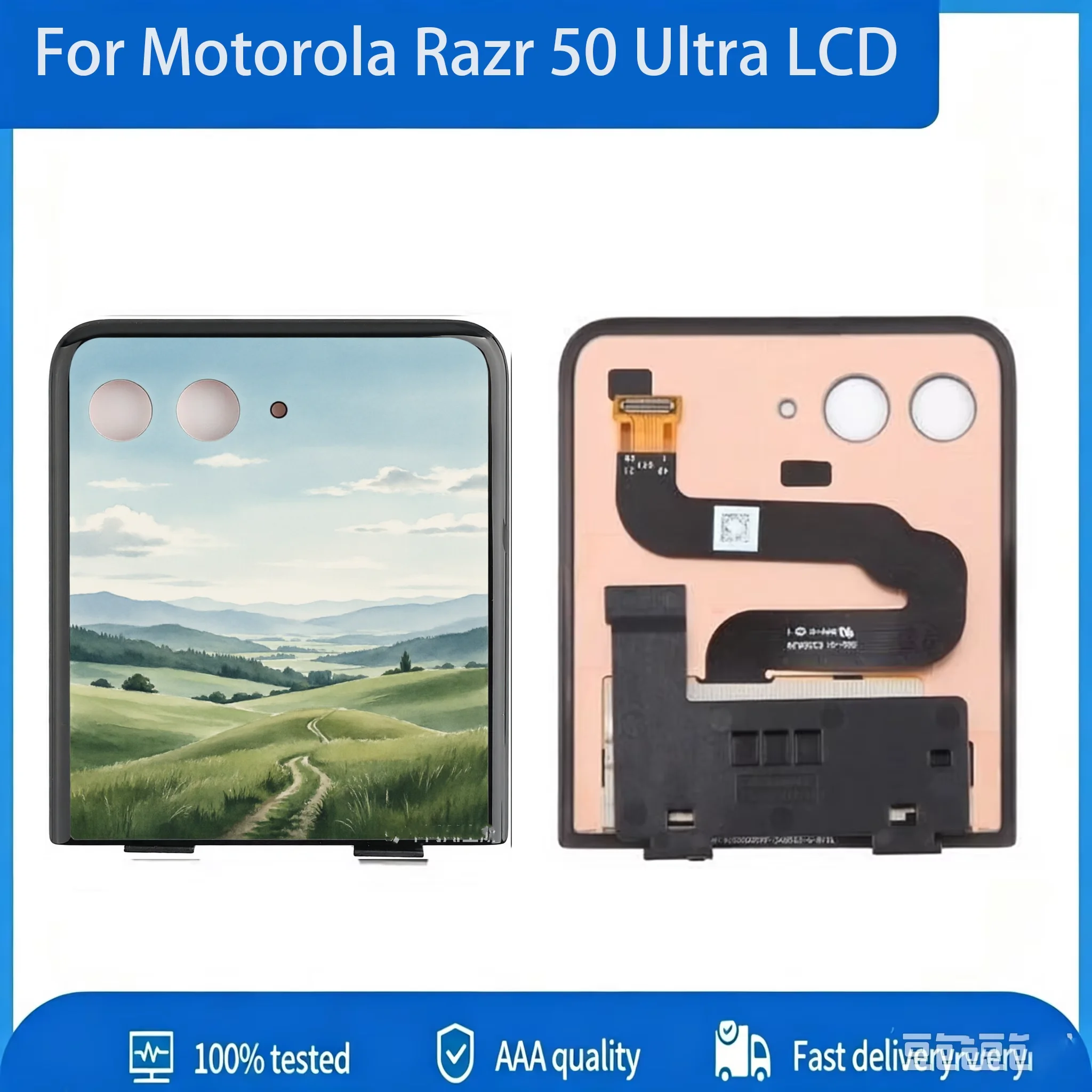 Second External AMOLED For Motorola Razr 50 Ultra LCD For Moto Razr 50 Ultra Display Touch Screen Digitizer Assembly Replacement