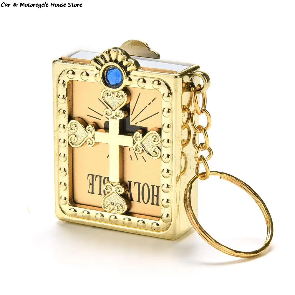 Special   Mini Holy Bible Keychain English Religious Miniature Paper Spiritual Christian Jesus Cover Keyring Gift