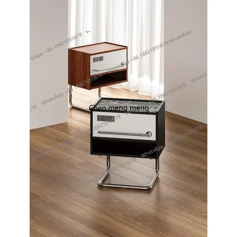 AB03Medieval bedside table, black simple and small, retro bedroom creative extremely narrow storage cabinet