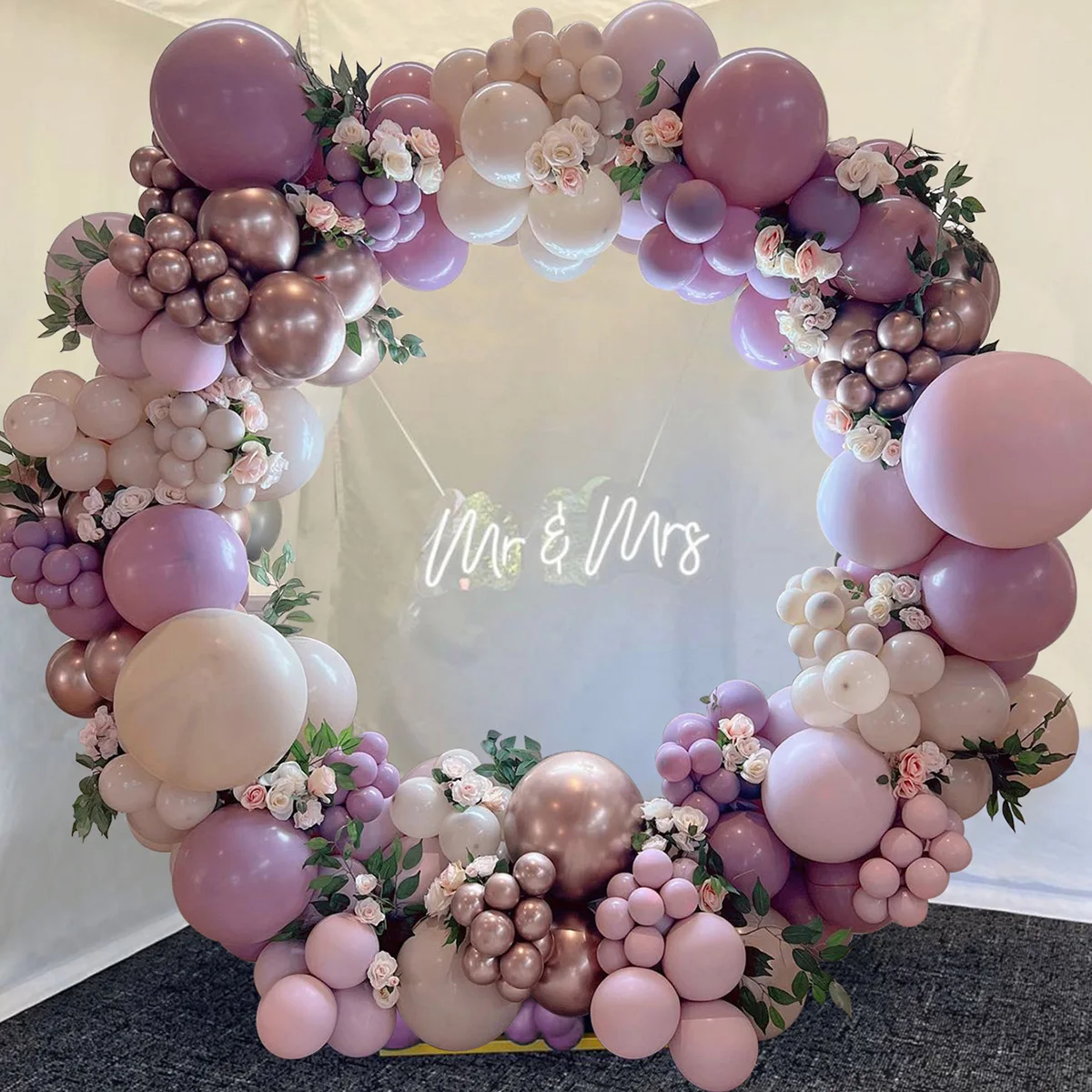 135pcs Purple Balloon Arch White Sand Metal Light Purple Pastel Pale Pinkish Purple Balloon Garland for Wedding Birtday Decor