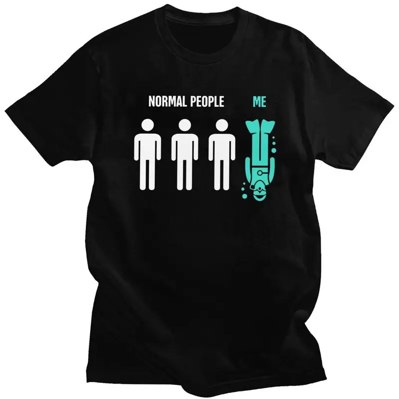 Normal People Me Tshirt for Men Short Sleeve Graphic T Shirt Cool Funny Scuba Diving T-shirts Slim Fit 100% Cotton Tee Gift Idea