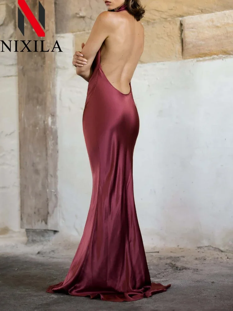 夏のサテンノースリーブミディドレス女性のセクシーなスリップイブニングパーティードレスエレガントなストリートロング女性のファッション新着