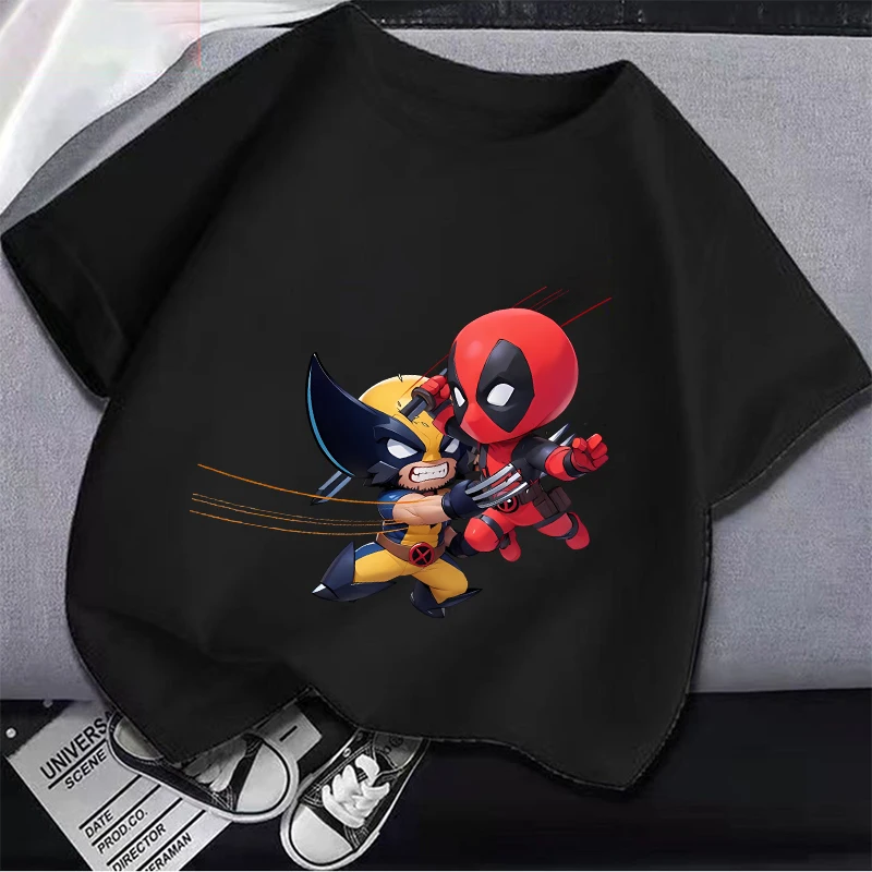 MARVEL Deadpool e Wolverine Cartoon t-shirt bambini Cotton top ragazzi ragazze abbigliamento sportivo all\'aperto forniture 2024 nuova moda