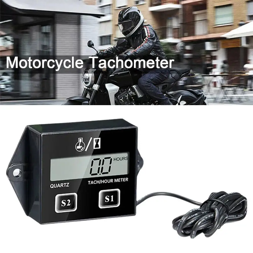 15300 RPM Motorcycle Tachometer 9999.9 Hour Tachometer LCD Digital Display Tachometer Multi-function Gasoline Engine Tachometer