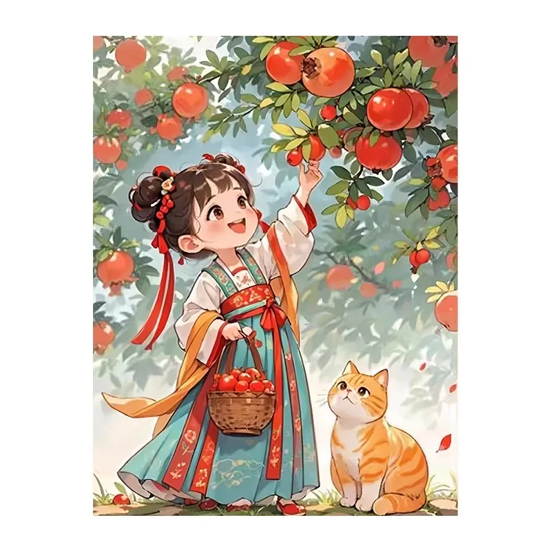 

Набор для вышивки крестом для девочек с котом, напечатанный на холсте, 9CT, 11CT, китайские наборы «сделай сам», набор для вышивания, рукоделие, домашний декор