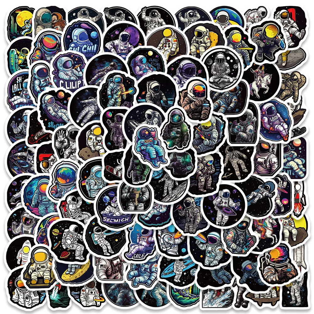100Pcs Space Astronaut Mini Stickers Exquisite Handbooks Phone Cases Laptop Suitcases Water Cups Waterproof Stickers