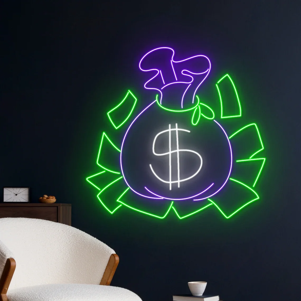 Money Bag Led Sign Dollar Bag Neon Sign Money Neon Light Dollars Led Light Money Bag Room Wall Decor Personalized Dollar Bag