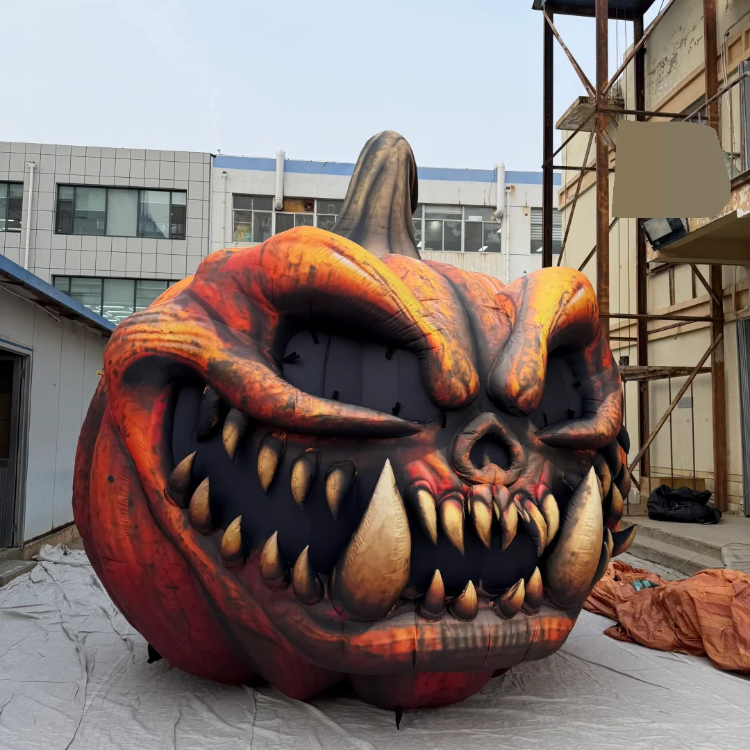 Giant Inflatable Pumpkin with Scary Face W White LED Light Ooutdoor Halloween Decoration Props Event Advertising