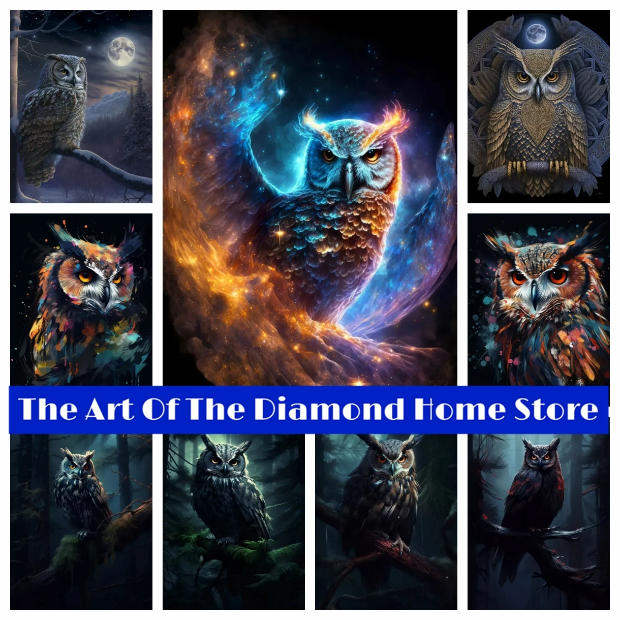 

Astral Owl DIY AB Diamond Painting Mosaic Fantasy Cute Pet Animal Cross Stitch Rhinestones Handmade Craft Embroidery Home Decor