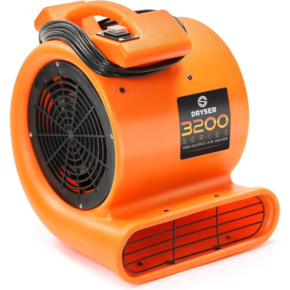 에어 무버 카펫 건조기 2단 속도 1/2 HP 산업용 바닥 팬 - 오렌지 카펫 건조 팬 바닥 블로워