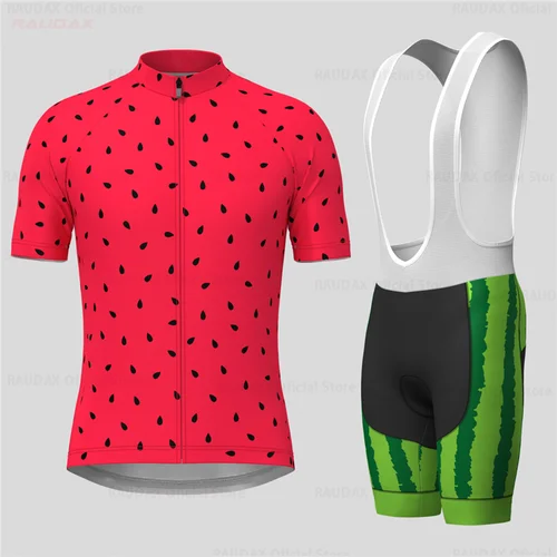 Imagen 2 del producto Conjunto de Jersey de Ciclismo para hombre, Ropa de Ciclismo transpirable de manga corta de verano con sandía, traje de uniforme de Ciclismo