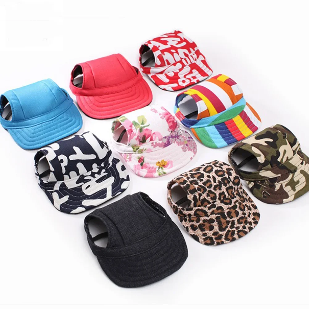 New Colorful Summer Pet Dog Hat Baseball Cap Sun Protection Windproof Travel Sports Sun Hats for Puppy Large Dogs Pet Supplies