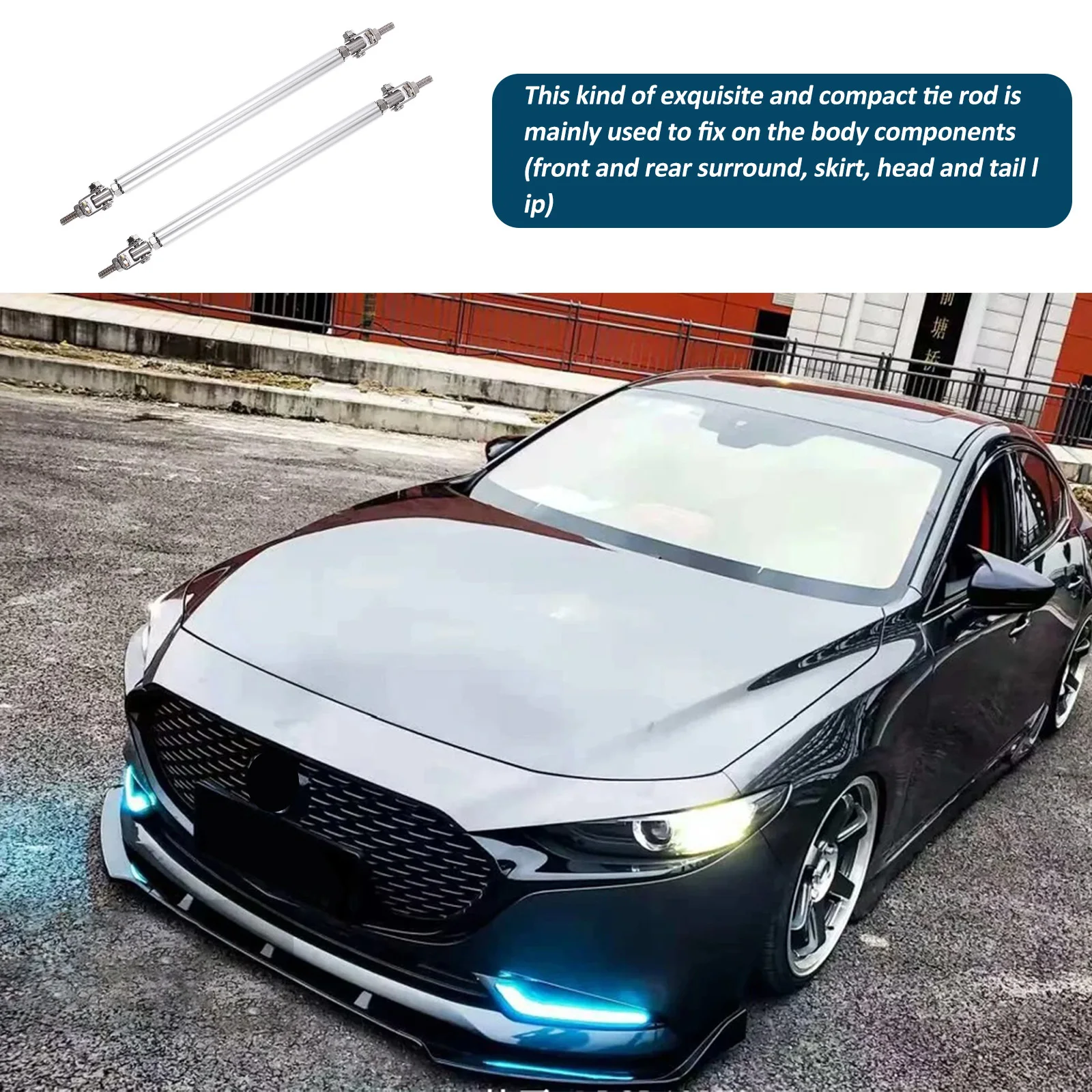 2 قطعة قابل للتعديل سيارة الجبهة حافة مصد السيارة قضبان الفولاذ المقاوم للصدأ سبائك الألومنيوم تمديد دعم الفاصل حامي ل العالمي