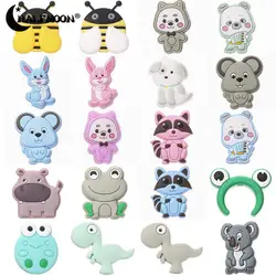 10Pcs New focal Silicone Beads Cartoon Animal Loose Beads DIY Handmade Pen Keychain Necklace Accessories For Jewelry Making