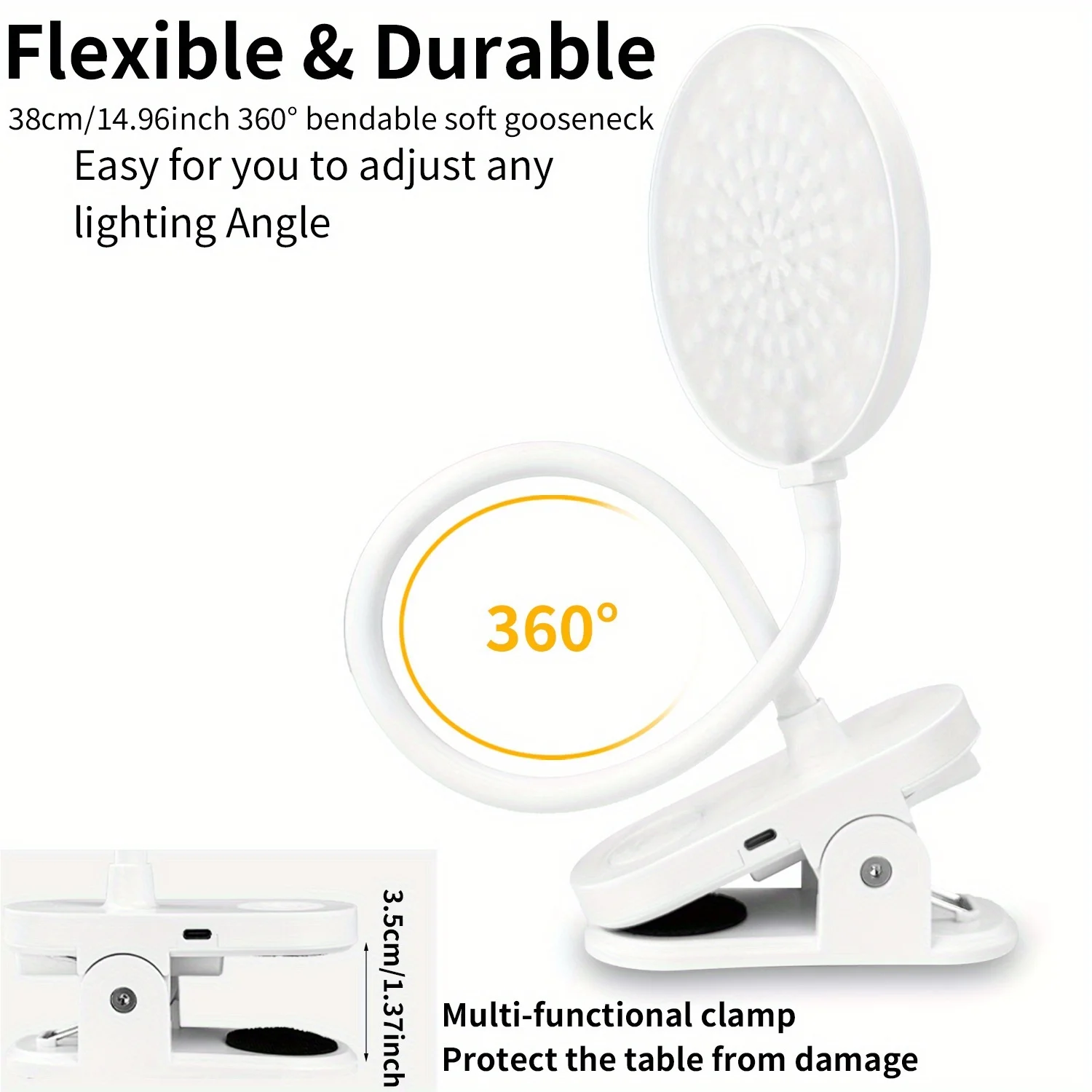 

Настольная лампа USB перезаряжаемая 1800 мАч настольная лампа с зажимом для кровати, чтения книг, ночник, светодиодный сенсорный светильник, 3 режима затемнения, защита глаз