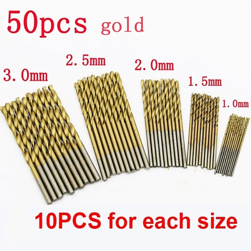 1 Set Titanium Coated Cobalt Drill Bits HSS High Speed Steel Drill Bits Set Multi Function Metal Drills Power Tools Woodworking