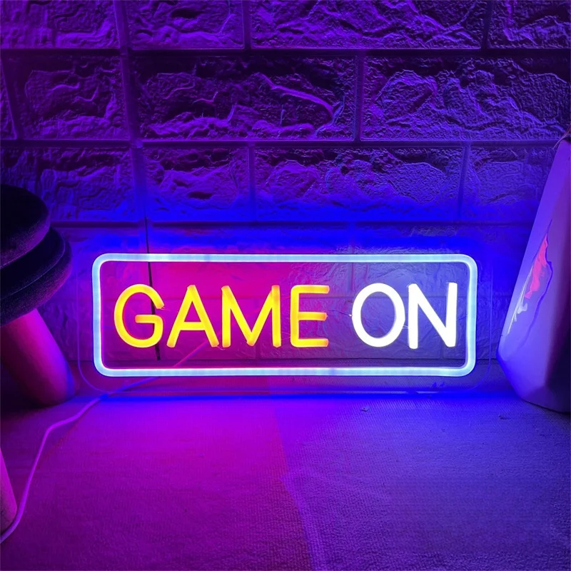 GAME ON Neon Sign,Custom Game Sign,Neon Light Bedroom,Game Room Sign,Gamer Tag Wall Art,Live Room Sign,Personalized Gifts