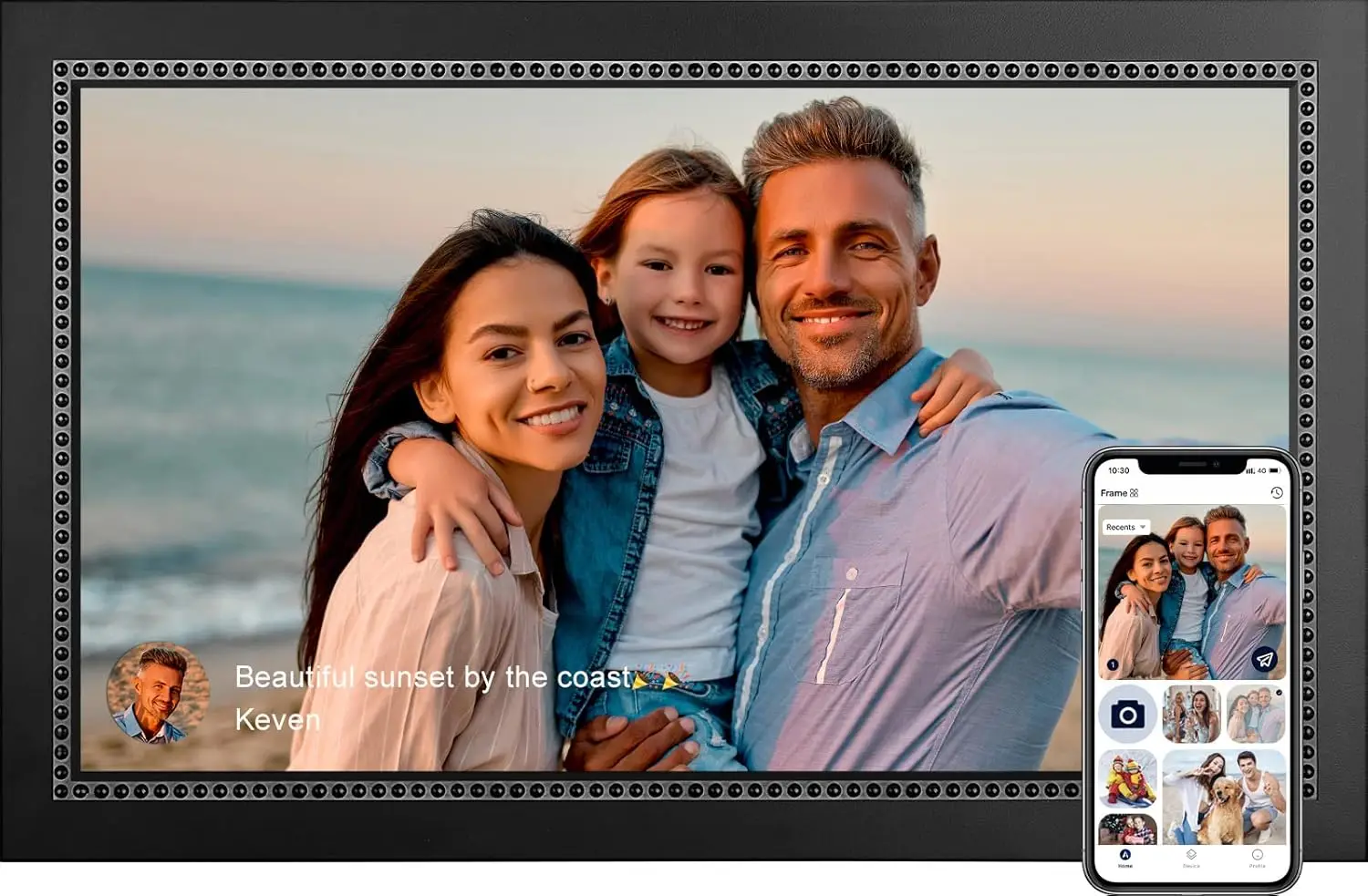 

15,6-дюймовая цифровая фоторамка с сенсорным экраном Full HD, Wi-Fi, для обмена фотографиями и видео через приложение, с возможностью настенного крепления