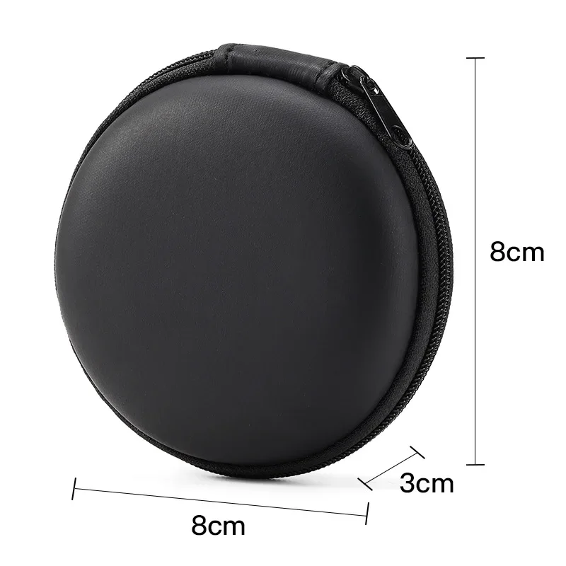 Mini Bolsa Redonda de Armazenamento em EVA, Tecido Composto, À Prova de Choque, com Zíper, Organizador Portátil para Fones de Ouvido, Cabos de Dados e Armazenamento em Viagem