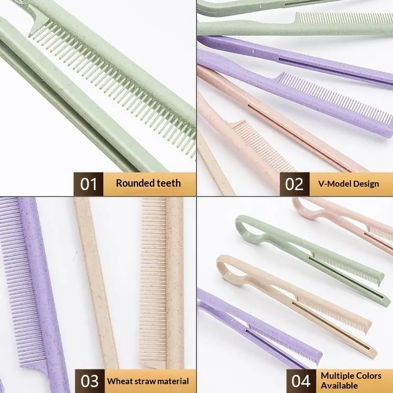 Wheat Straw V‑shaped Hairdressing Comb Messy Hair Finishing Straightening Splint Clip Hair Styling Tool Special For Wig Hair Sal