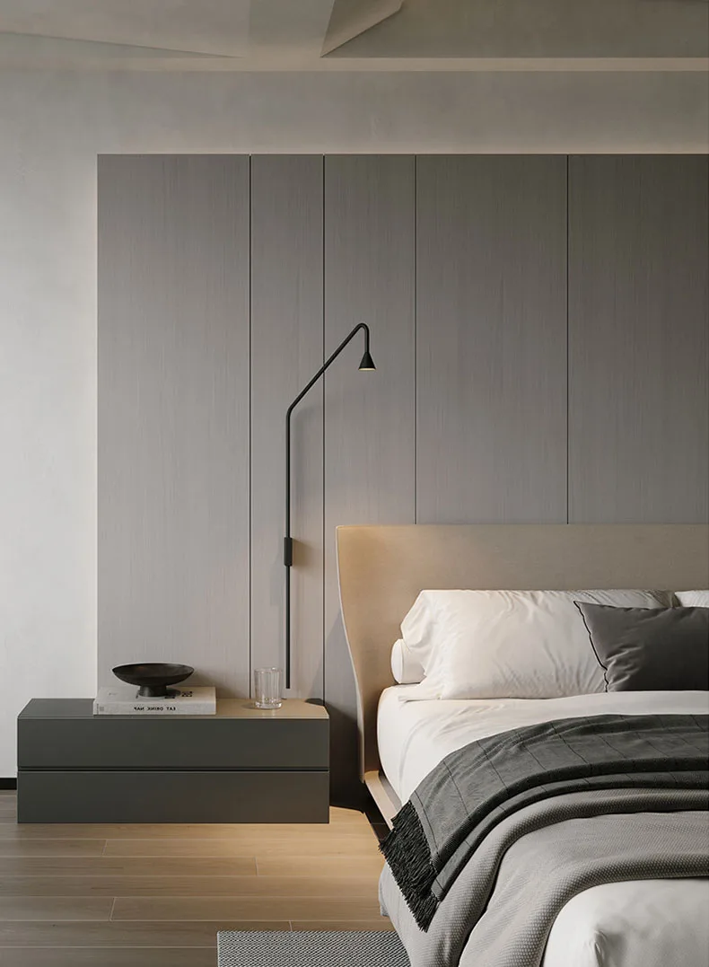 Minimalist Aluminium Wall Light Rotatable Matte Gold Black
