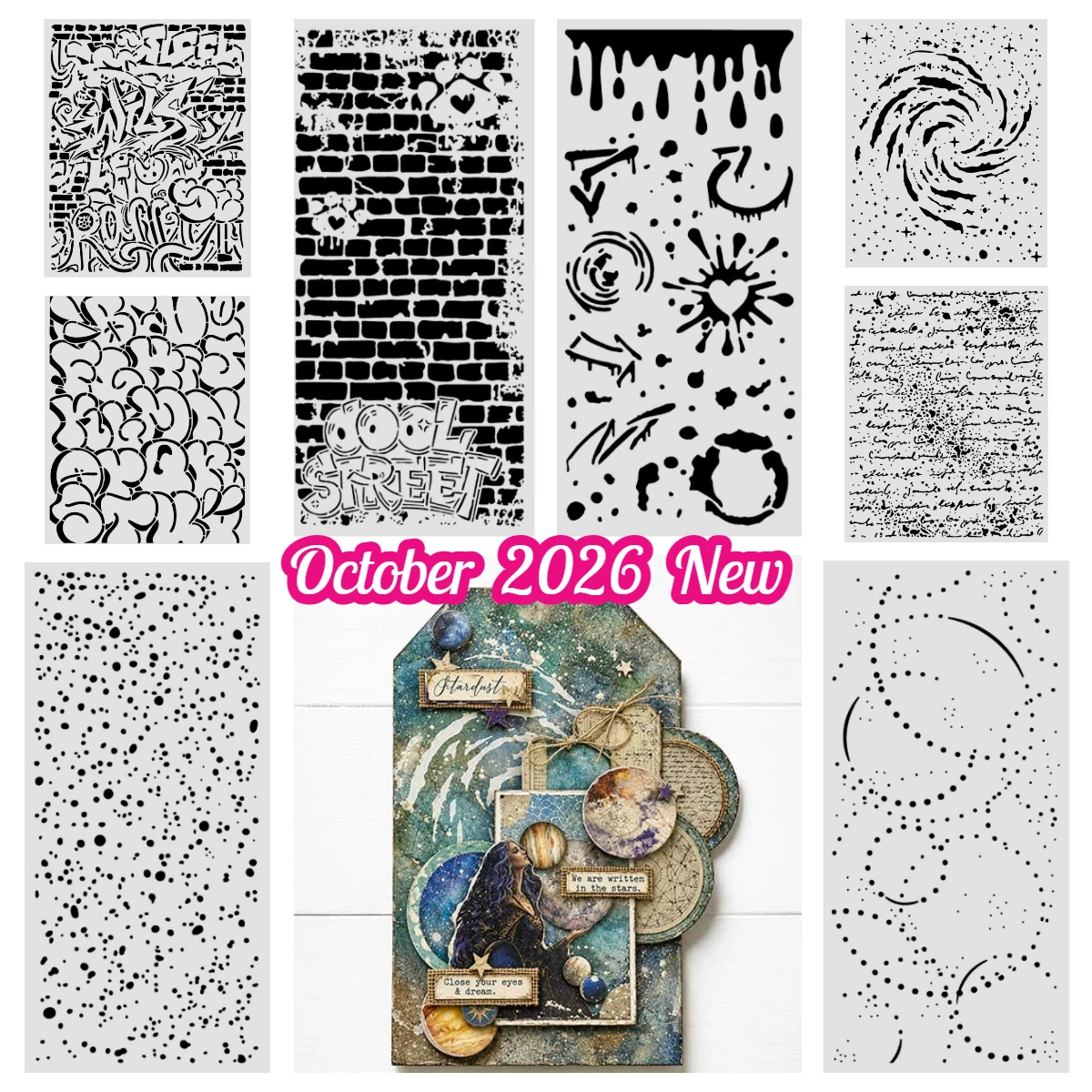 Pop Art Graffiti Spots Pattern Cool Street Bricks Handwriting Metal Cutting Dies Stencil Scrapbook Diary Decoration October 2026