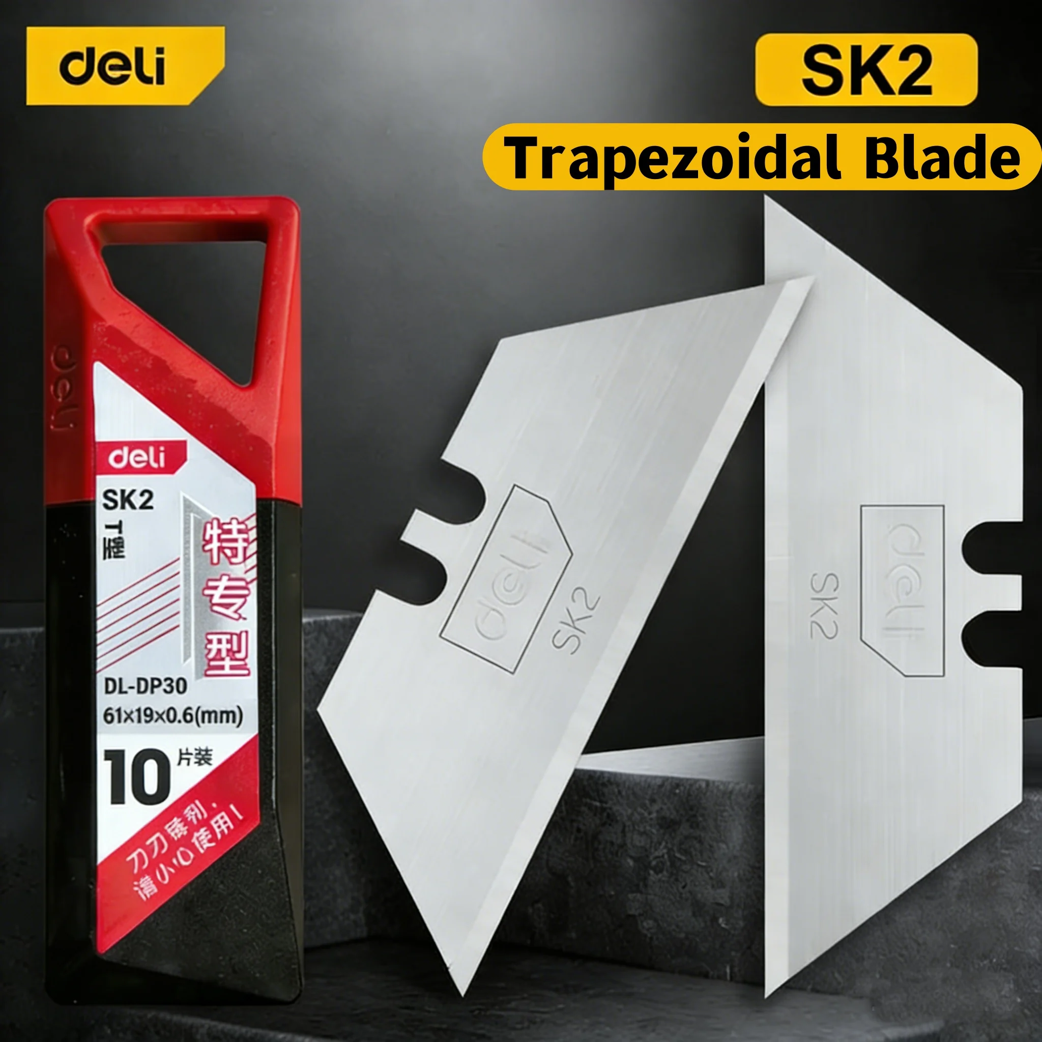 Deli 10/30/50Pc Trapezoidal Blade Art Knife Replacement Blade Multi-functional Utility Sharp SK2 Knife Blades with Plastic Case