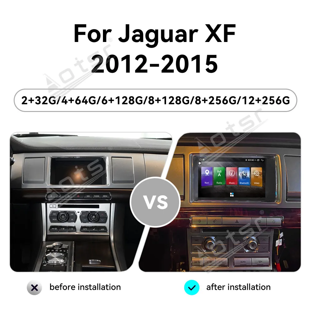 Touch Screen Android 14 Auto Multimedia Car Radio For Jaguar XF 2012-2015 Car GPS Navigation Audio Stereo Head Unit Carplay