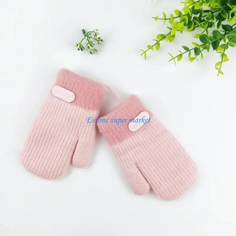 

090B Neck Hanging Gloves Thicken Gloves Children Gloves Winter Mittens for Toddlers