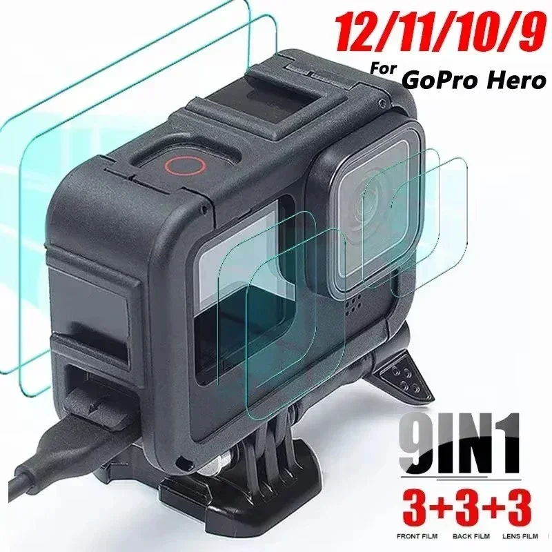 For GoPro Hero 12 11 10 9 Ultrathin HD Clear Tempered Glass Screen Protector Front Back LCD Display Film Camera Lens Protector