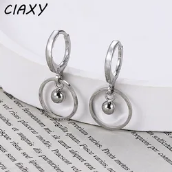 CIAXY Silver Color Small Ball Hoops Earings for Women Personality Circle Ear Buckle Geometric  Jewelry Party Gift