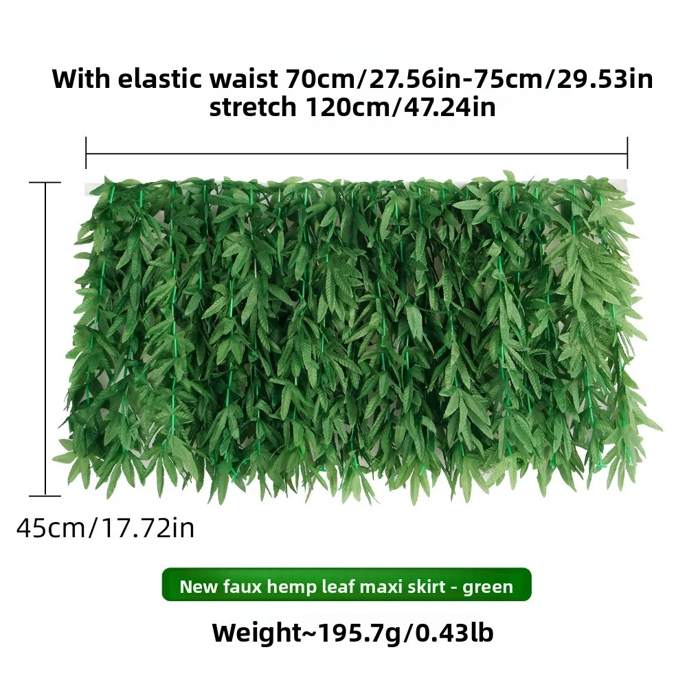 New Arrival Hawaiian Costume Set Including Flower Crown Headband Bracelet Marijuana Leaf & Lace Leaf Skirt Suitable