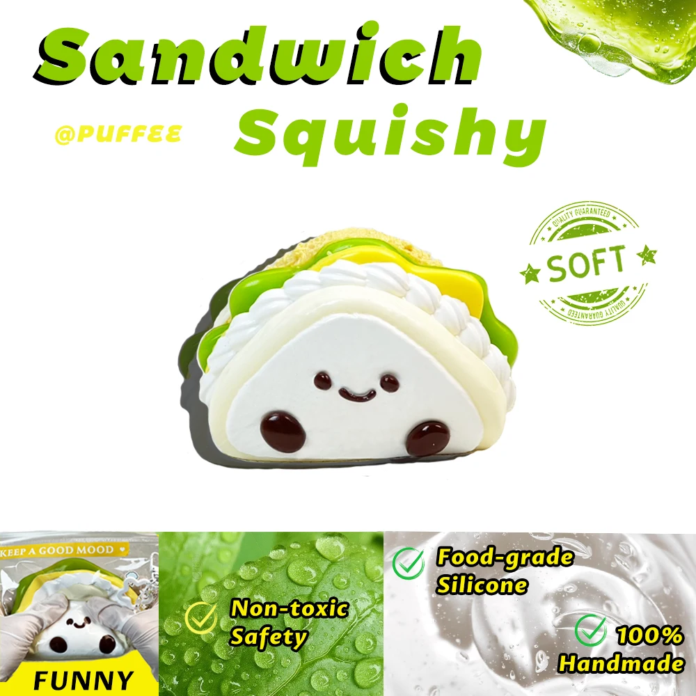 Sandwich-Squishy-Spielzeug aus lebensmittelechtem Silikon, handgefertigtes Taba-Squishy, cremiges, weiches, langsam zurückfederndes Quetschspielzeug, Chili-Dopamin