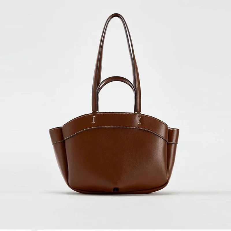 

Women Tote Bag Underarm Pouch Large Capacity Pu Leather Shoulder Bag Retro Crossbody Bag Casual Portable Bucket Bags Handbag
