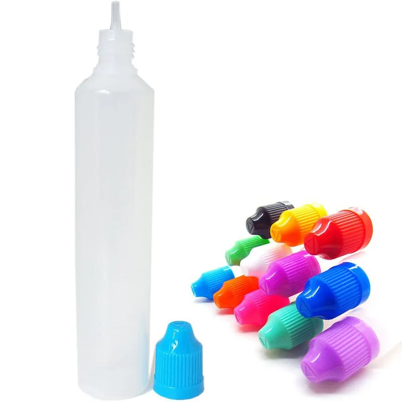 

100pcs 30ml 60ml Plastic Pen Shape Bottle Refillable Container Travel Plastic Vial With Children Cap Squeezable Dropper Bottles