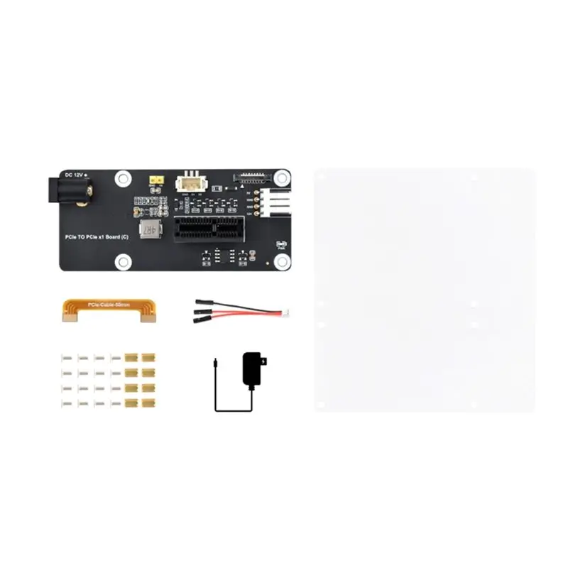 For Raspberry Pi 5 Expansion Board Pcie FFC Connector To Standard Pcie X4 Slot For PCI Express X1 X4 X8 X16 Riser US PLUG