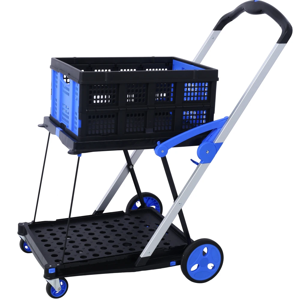 Collapsible Utility Cart Multi Use Functional Collapsible Shopping Carts 2-Tier