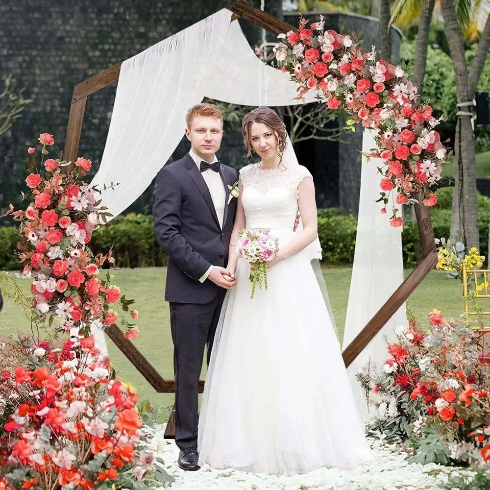 Wedding Arch 7.2FT, Heptagonal Wood Wedding Arches for Ceremony, Wooden Wedding Arch Arbor (Drapes & Flowers Not Included)