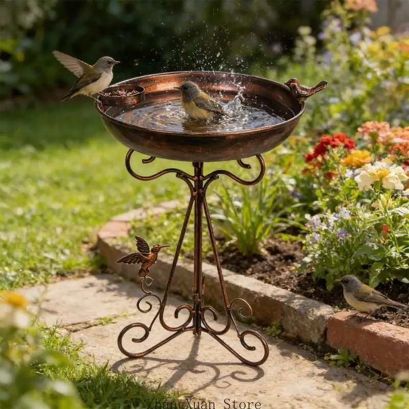 Eleganter Vogelwassernapf und Badeplatz aus Metall für Naturliebhaber Hinterhof 3XUF – Detail 3